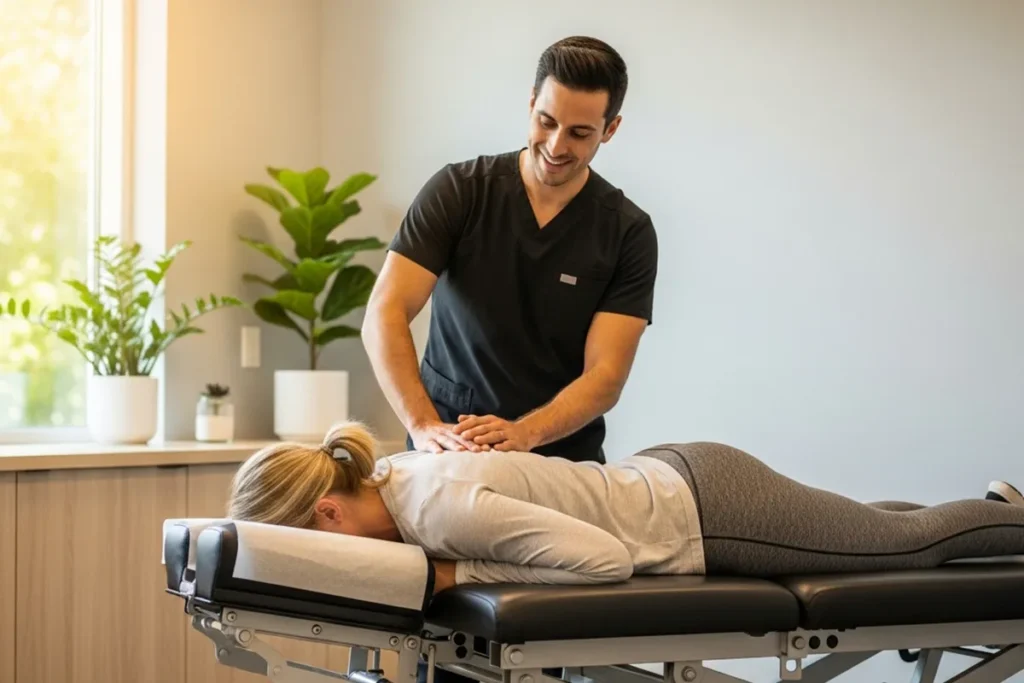 Chiropractor providing back and neck injury care after a workplace accident in Newport Beach.